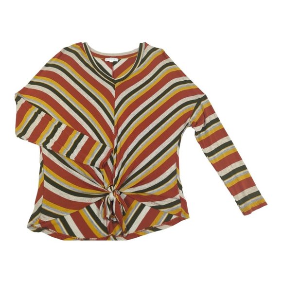 Day to Day blu pepper‎ Women's Tie Front Long Sleeve Top Medium - Picture 1 of 6